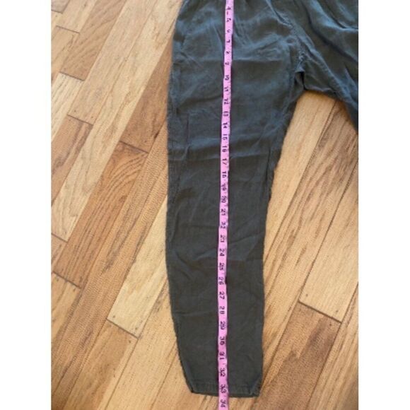 Current/Elliott women's thin Olive Green Elastic Waist Linen Pants - Picture 9 of 9